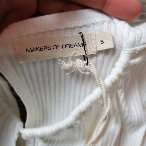 Makers of Dreams Ribbed Bodysuit Cream Long Sleeve Minimalist Chic NWT Sz Small - Picture 5 of 10
